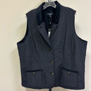 Plus size Talbots quilter winter vest with corduroy trim